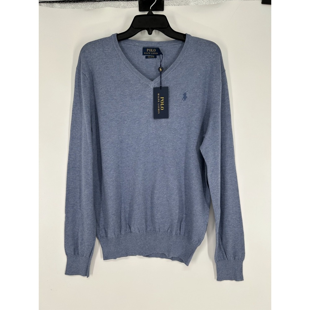 Polo Ralph Lauren Sweater Pony Logo 100% Pima Cotton V Neck Pullover Knit Men XS